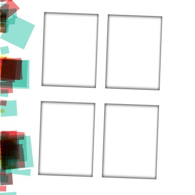 Renkli fotoğraf çerçeveleri, vektör çizimleri. beyaz bir arka plan üzerinde izole edilmiş çeşitli renkler ve saydam desenler ile kare kenarlıklar