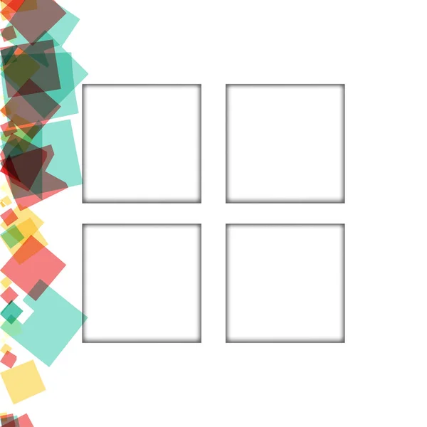 Färgglada fotoramar, vektor illustrationer. fyrkantiga kanter med olika färger och transparenta mönster som är isolerade på en vit bakgrund — Stock vektor