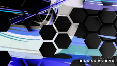 Renkli fırça stili arka plan teknolojisi siyah altıgen soyut desen. Petek. Vektör çizimi