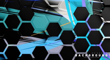 Renkli fırça stili arka plan teknolojisi siyah altıgen soyut desen. Petek. Vektör çizimi