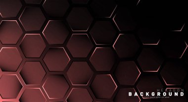 Koyu bir arka plan teknolojisi tarzı ile soyut altıgen gradyan renkli ışık deseni. Petek. Vektör çizimi