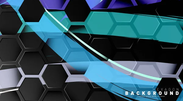 Zwarte zeshoek abstracte patroon op kleurrijke borstel stijl achtergrond technologie. Honingraat. Vector illustratie — Stockvector
