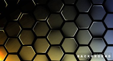 Koyu bir bac ile soyut altıgen gradyan renkli ışık deseni