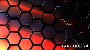 Koyu bir arka plan teknolojisi tarzı ile soyut altıgen gradyan renkli ışık deseni. Petek. Vektör çizimi