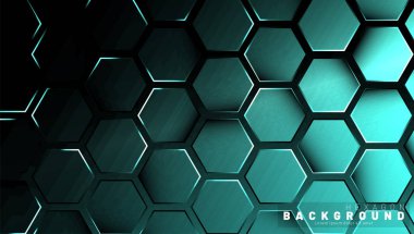 Koyu bir bac ile soyut altıgen gradyan renkli ışık deseni