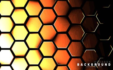 Koyu bir arka plan teknolojisi tarzı ile soyut altıgen gradyan renkli ışık deseni. Petek. Vektör çizimi