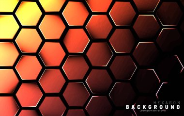 Koyu bir arka plan teknolojisi tarzı ile soyut altıgen gradyan renkli ışık deseni. Petek. Vektör çizimi