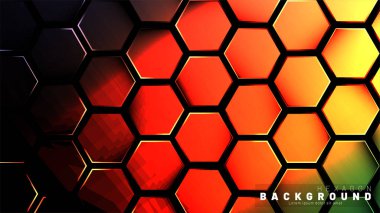 Koyu bir bac ile soyut altıgen gradyan renkli ışık deseni