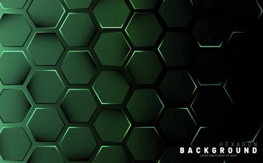 Koyu bir arka plan teknolojisi tarzı ile soyut altıgen gradyan renkli ışık deseni. Petek. Vektör çizimi