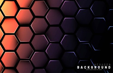 Koyu bir bac ile soyut altıgen gradyan renkli ışık deseni