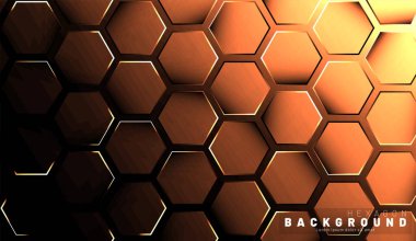 Koyu bir arka plan teknolojisi tarzı ile soyut altıgen gradyan renkli ışık deseni. Petek. Vektör çizimi