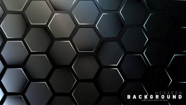 Koyu bir bac ile soyut altıgen gradyan renkli ışık deseni