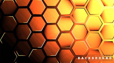 Koyu bir arka plan teknolojisi tarzı ile soyut altıgen gradyan renkli ışık deseni. Petek. Vektör çizimi