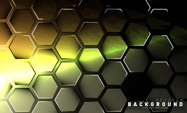 Koyu bir bac ile soyut altıgen gradyan renkli ışık deseni