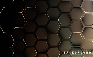 Koyu bir arka plan teknolojisi tarzı ile soyut altıgen gradyan renkli ışık deseni. Petek. Vektör çizimi