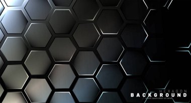 Koyu bir arka plan teknolojisi tarzı ile soyut altıgen gradyan renkli ışık deseni. Petek. Vektör çizimi