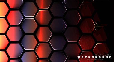 Koyu bir bac ile soyut altıgen gradyan renkli ışık deseni