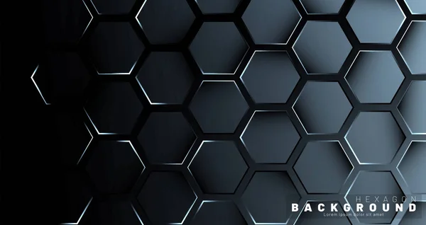 Αφηρημέναεξάγωνο ντεγκραντέ πολύχρωμο μοτίβο φωτός με ένα σκούρο στυλ τεχνολογίας φόντο. Κηρήθρα. Απεικόνιση διανυσματικών φορέων — Διανυσματικό Αρχείο