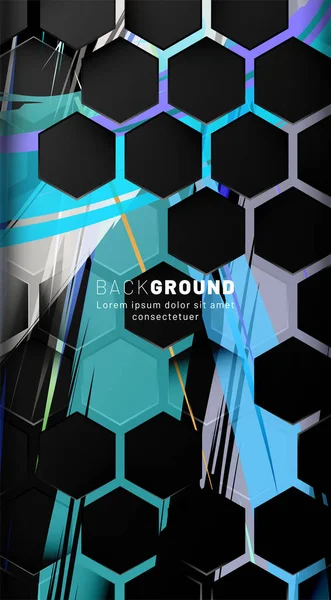 Vertical hexagon background. Gradient color light pattern with dark background technology style. Honeycomb. Vector illustration of light. — Stock Vector