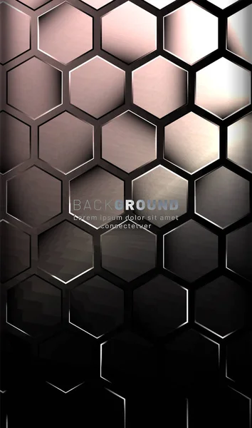 Vertical hexagon background. Gradient color light pattern with dark background technology style. Honeycomb. Vector illustration of light. — Stock Vector