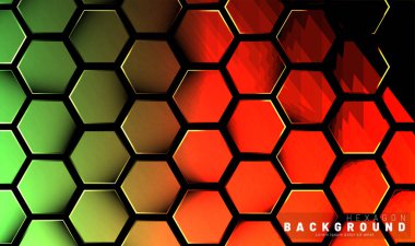 Koyu bir bac ile soyut altıgen gradyan renkli ışık deseni