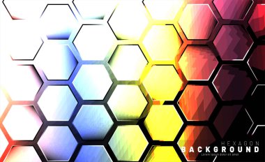 Koyu bir bac ile soyut altıgen gradyan renkli ışık deseni