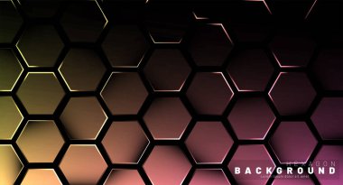 Koyu bir bac ile soyut altıgen gradyan renkli ışık deseni