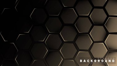 Koyu bir arka plan teknolojisi tarzı ile soyut altıgen gradyan renkli ışık deseni. Petek. Vektör çizimi