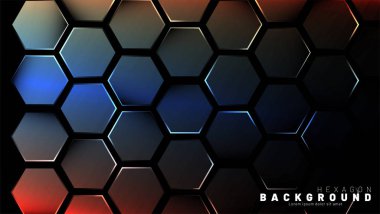 Koyu bir bac ile soyut altıgen gradyan renkli ışık deseni