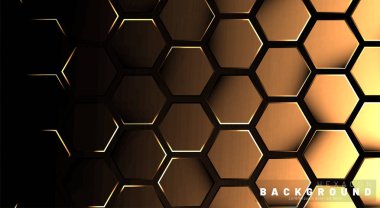 Koyu bir arka plan teknolojisi tarzı ile soyut altıgen gradyan renkli ışık deseni. Petek. Vektör çizimi