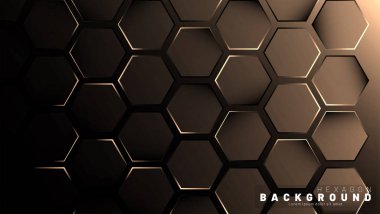 Koyu bir arka plan teknolojisi tarzı ile soyut altıgen gradyan renkli ışık deseni. Petek. Vektör çizimi