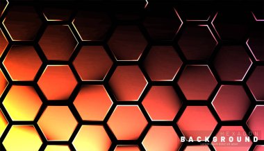 Koyu bir bac ile soyut altıgen gradyan renkli ışık deseni