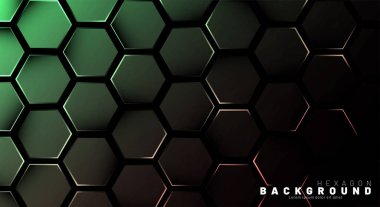 Koyu bir bac ile soyut altıgen gradyan renkli ışık deseni