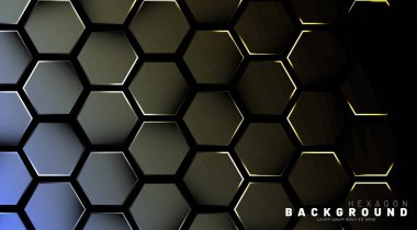 Koyu bir bac ile soyut altıgen gradyan renkli ışık deseni