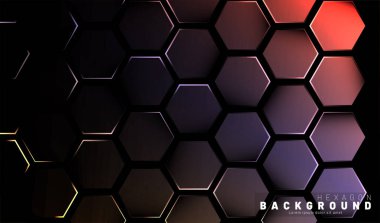 Koyu bir bac ile soyut altıgen gradyan renkli ışık deseni