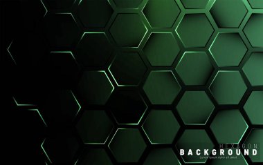 Koyu bir arka plan teknolojisi tarzı ile soyut altıgen gradyan renkli ışık deseni. Petek. Vektör çizimi