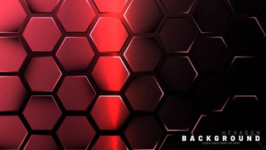 Koyu bir arka plan teknolojisi tarzı ile soyut altıgen gradyan renkli ışık deseni. Petek. Vektör çizimi