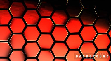 Koyu bir arka plan teknolojisi tarzı ile soyut altıgen gradyan renkli ışık deseni. Petek. Vektör çizimi