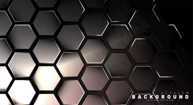 Koyu bir bac ile soyut altıgen gradyan renkli ışık deseni