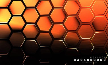 Koyu bir arka plan teknolojisi tarzı ile soyut altıgen gradyan renkli ışık deseni. Petek. Vektör çizimi