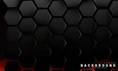 Neon gradyan turuncu backgroun üzerinde soyut siyah altıgen desen