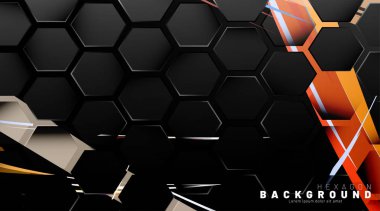 Renkli fırça stili backgroun siyah altıgen soyut desen