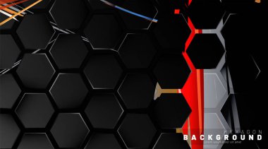 Renkli fırça stili backgroun siyah altıgen soyut desen