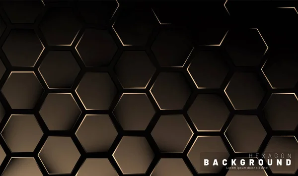 Patrón de luz colorido degradado hexágono abstracto con un estilo de tecnología de fondo oscuro. Panal de abeja. Ilustración vectorial — Vector de stock
