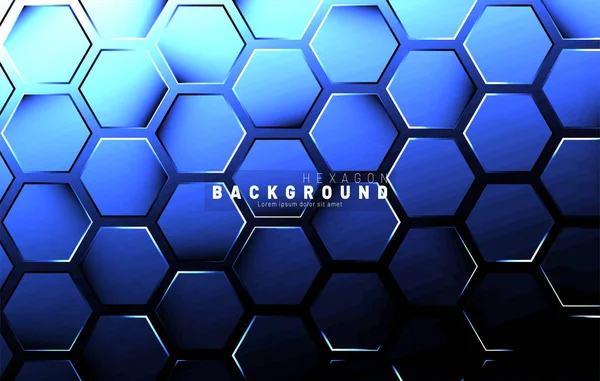 Koyu bir arka plan üzerinde soyut altıgen mavi neon degrade desen