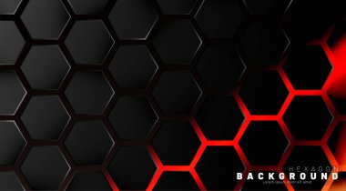 Neon gradyan turuncu backgroun üzerinde soyut siyah altıgen desen