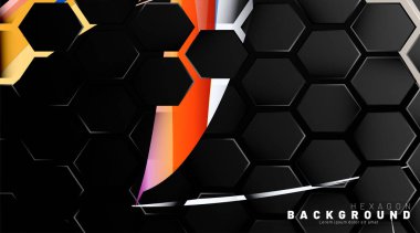 Renkli fırça stili backgroun siyah altıgen soyut desen