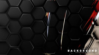 Renkli fırça stili backgroun siyah altıgen soyut desen