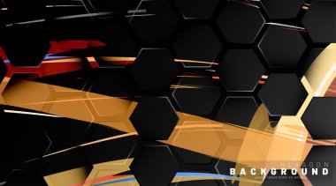 Renkli fırça stili backgroun siyah altıgen soyut desen