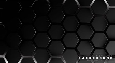 Neon gra bir teknoloji tarzı soyut siyah altıgen desen